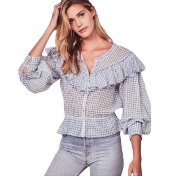 LoveShackFancy Susanne Top Caspian Blue - Picture 1 of 7